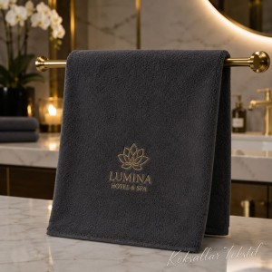 Logolu El Havlusu Antrasit Gri 50x90cm